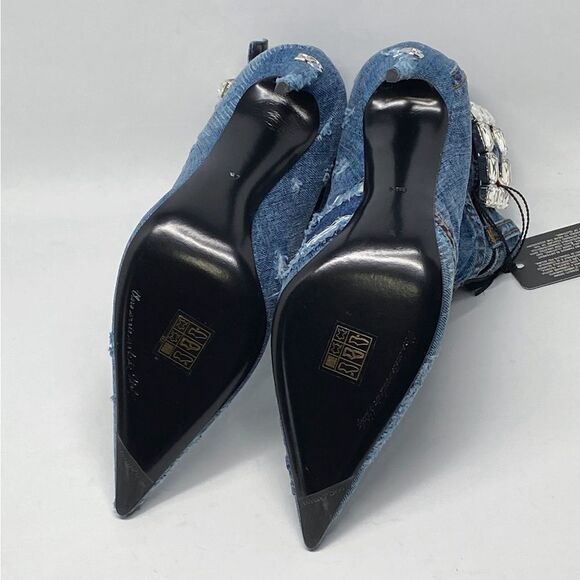 DOLCE & GABBANA Patchwork denim ankle boots with rhinestone buckle - Picture 15 of 16